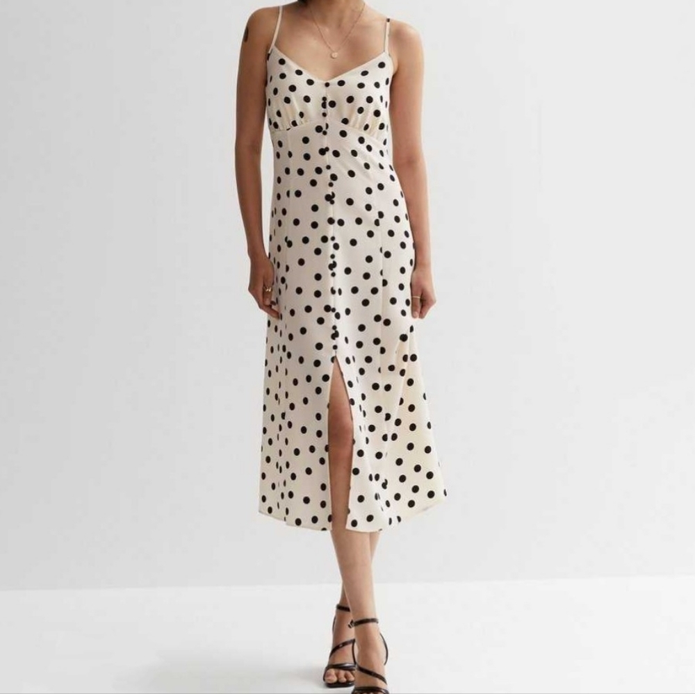 NWT New Look cream and black polka dot maxi sundress